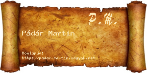 Pádár Martin névjegykártya